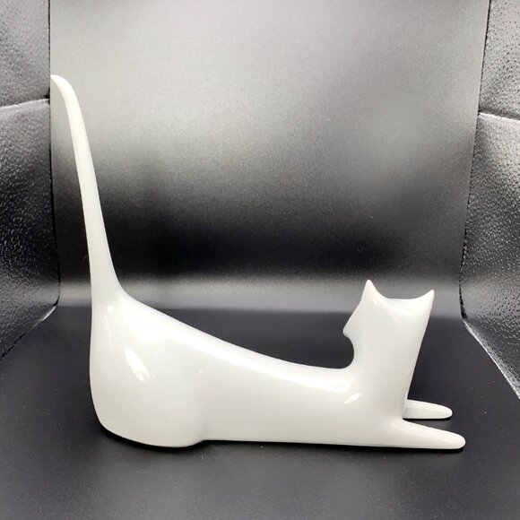 MCM ROYAL DUX 1960's Blanc de Chine Bohemia Mod Ceramic Siamese Cat Figurine - Picture 2 of 6